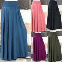 Load image into Gallery viewer, Women Fashion Elastic Waist Solid Pleated Skirt Vintage A-line Loose Long Skirts Skirt Women Cute Sweet Girls Dance Skirt Юбка
