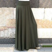 Load image into Gallery viewer, Women Fashion Elastic Waist Solid Pleated Skirt Vintage A-line Loose Long Skirts Skirt Women Cute Sweet Girls Dance Skirt Юбка
