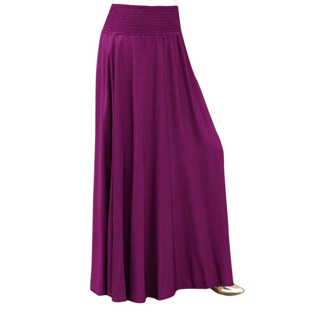 Women Fashion Elastic Waist Solid Pleated Skirt Vintage A-line Loose Long Skirts Skirt Women Cute Sweet Girls Dance Skirt Юбка