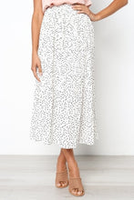 Load image into Gallery viewer, White Dots Floral Print Pleated Midi Skirt Women Elastic High Waist Side Pockets Skirts Summer 2020 Elegant Female Bottom
