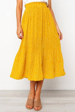 Load image into Gallery viewer, White Dots Floral Print Pleated Midi Skirt Women Elastic High Waist Side Pockets Skirts Summer 2020 Elegant Female Bottom
